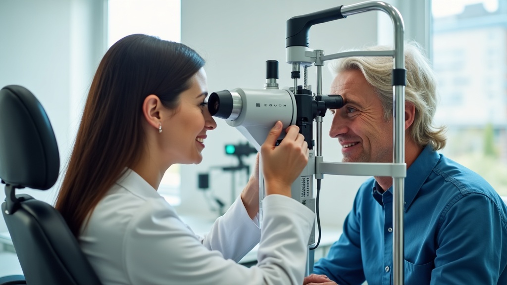 Optometrist performing a comprehensive eye exam in Mascoutah, IL